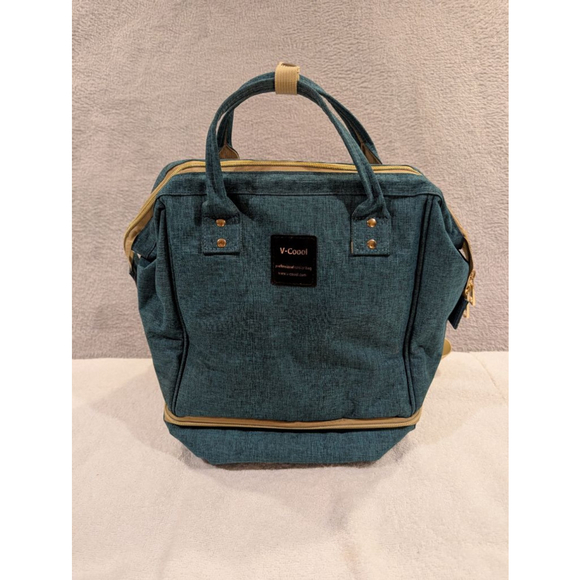V-Coool Handbags - V-Coool Professional Cooler Bag Baby Bag Teal Beige Cooling Pocket Tote Backpack